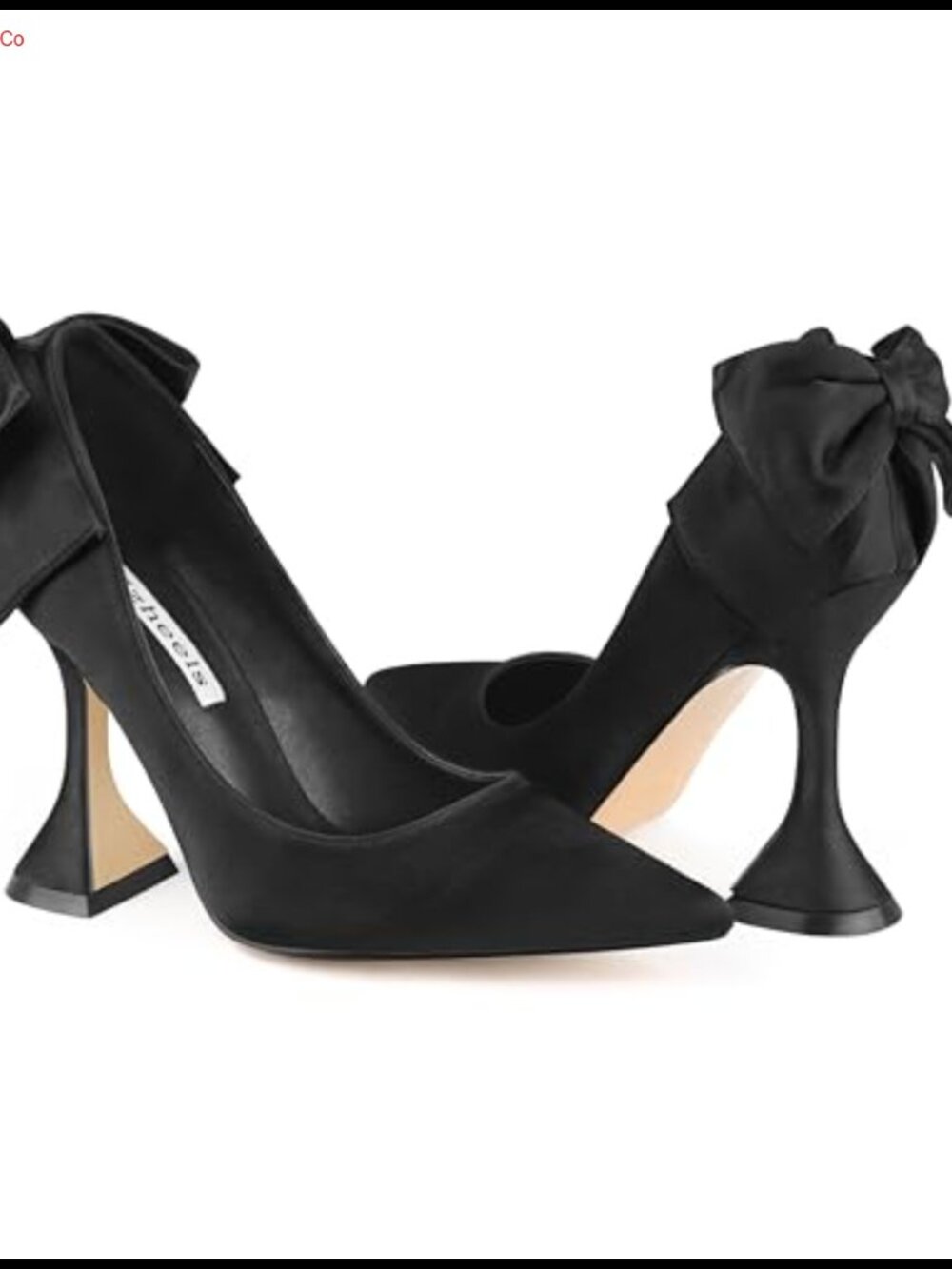 Women's Bow Heels Pointed Toe Chunky Pumps 3.75" Flared Heel Formal Party